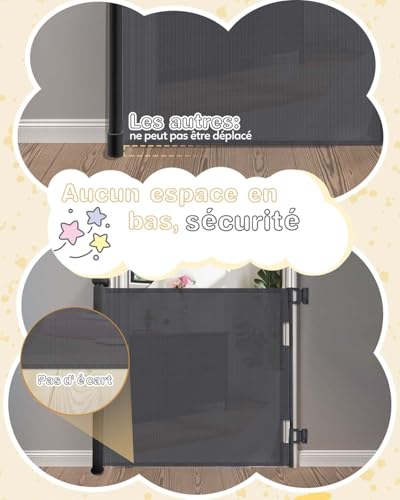Child Safety Gate 0-140 cm, Baby and Dog Safety Gate for Stairs, Quick Assembly, Secure Locking, Ideal for Stairs, Doors and Corridors, Black