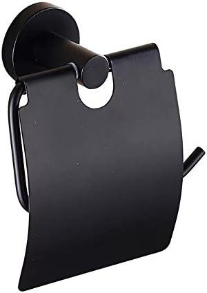 YUTU HBXG02 Black Baking Varnish Bathroom Tissue Holder Wall Mounted Stainless Steel Toilet Paper Holder with Cover