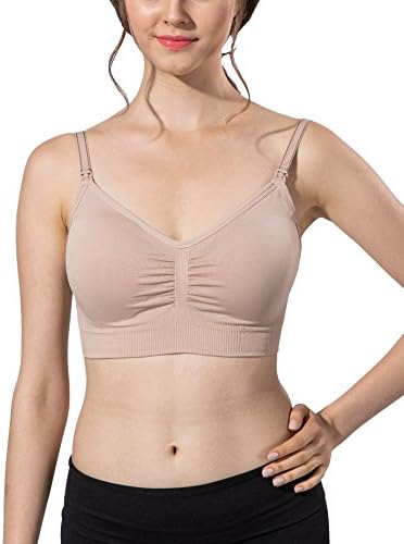 FelinSoul Women's Seamless Wirefree Nursing Bras For Breastfeeding (S 32BC 30CD 34AB, Nude)