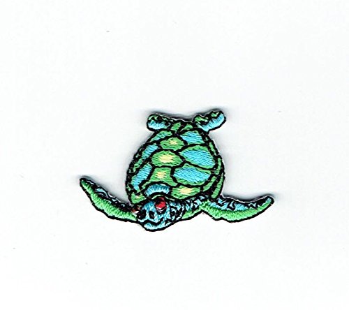 Mini - Small Sea Turtle - Facing Left - Iron on Applique - Embroidered Patch
