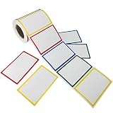 SUNHE 300pcs Plain Name Tag Labels Colorful Border Name Tag Stickers, 3.5" x 2.25", 4 Colors