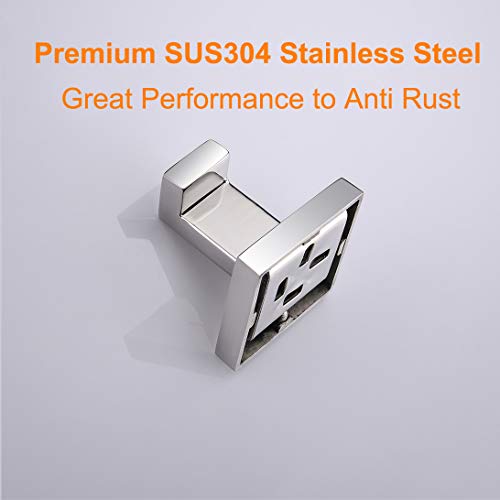 Nolimas Bath Towel Hook SUS 304 Stainless Steel Square Clothes Towel Coat Robe Hook Cabinet Closet Door Sponges Hanger for Bath Kitchen Garage Heavy Duty Wall Mounted, Chrome Polished Finish,2Pack