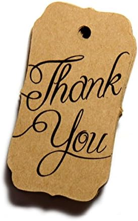 PPAPPAPPIYO Thank You Kraft tag for Weddings, Baby Showers, Birthdays, Celebrations - 100 Sheets Size 1.5 X 2.75 Inch
