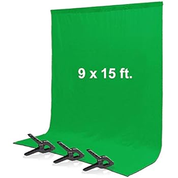 LimoStudio 9 x 15 ft. Green Chromakey Muslin Backdrop Background Screen for Photo Video Studio, 3 x Backdrop Clamp, AGG1777