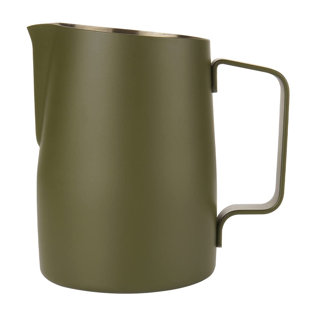 Dianoo Milk Frothing Pitcher With Handle, 600ml Stainless Steel Steaming Pitcher, Espresso Milk Frother Cup For Coffee Cappuccino Latte Art, Dark Green