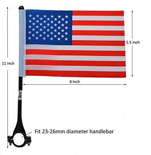 AISHEMI Kids Bike Cycling Handlebar Safety Flag Pole Polyester Full Color Tear-Resistant Waterproof Flag American Flag July 4 Independence Day Bike and Tike Parade Red White Blue Flag