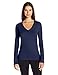 Soffe Women's Long Sleeve V Neck Tissue Tee, Navy, X-Large