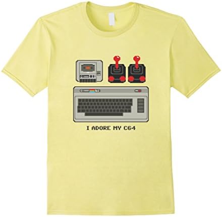 Men's I ADORE MY COMMODORE 64 Gaming Setup T-Shirt by retro shirts 2XL Lemon
