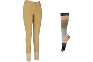 TuffRider Women Starter Lowrise Pull On Breeches with Free Assorted Striped Socks