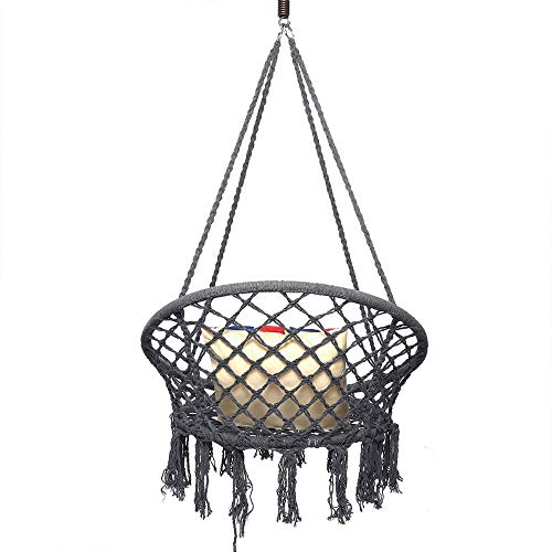 Xhtoe Schaukelstuhl, Hängesessel, Seil-Hängematte, für Zuhause, Garten, drinnen und draußen, maximale Belastung 120 kg – Bild 4