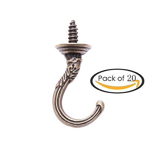 Mike Home 20 Pcs Screw-In Hook Mug Ceiling Cup Coat Towel Cabinet Hook