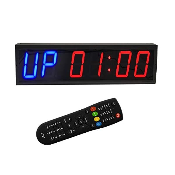 BTBSIGN LED Interval Timer Count Down/Up Clock Stopwatch (Two Blue+Four Red)