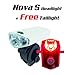 High Power NOVA-S LED Headlight and BARAN Bright Tail light, Yalumi Advanced Optical Quality, Long Battery Life, 1W 120 lumens, AAA Batteries Included …