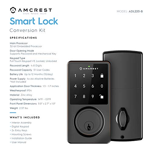 Amcrest Keyless Entry Door Lock Deadbolt, Digital Door Locks with