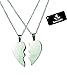 beautifly Handmade Pendant Necklaces with a 16-inch Chain in Silver Color Unique Premier Designs Vintage, Modern or Classic Styles (Two Pieces Heart) (no Letters)