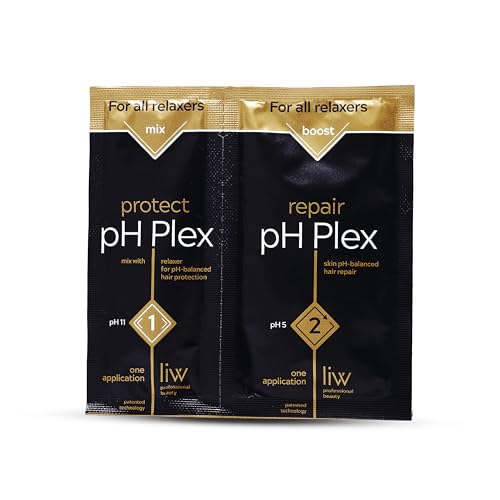 LIW pH Plex Relaxer Steps 1 & 2 Protect & Repair - Hair Care Treatment - Use with Home Hair Relaxer Products - Salon Quality Professional Results at Home - 1 Sachet of Steps 1 & 2