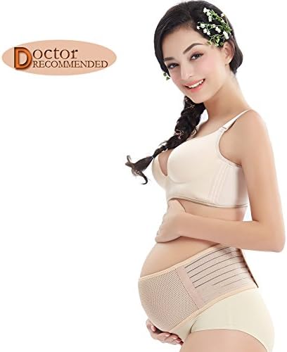 Maternity Belt,Pelvic Support Belt for Pregnancy,Belly Band,Abdominal binder,Lower Back Support,Hip &amp; Waist (L/44 IN, Beige)