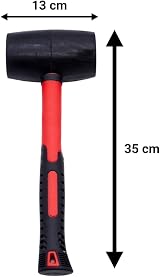 Toolzone 32oz Rubber Mallet Fibreglass Handle Non-Slip Grip Red Black view 7
