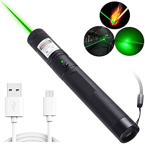 Jemine High Power Green Light Pointer Visible Beam with USB Rechargeable Adjustable Focus for Hunting Hiking