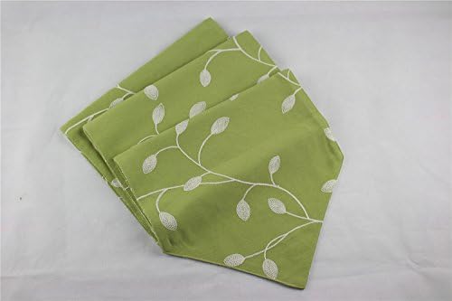 JYQ Country Rustic Embroidered Cotton Table Runners (11.5" x 86", light green)