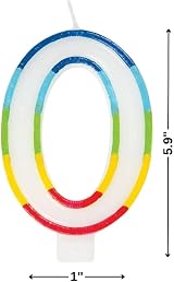 Unique Vibrant Rainbow Border Number 0 Birthday Candle 7cm x 12cm view 5