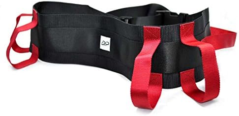 Physical Therapy Cotton Adjustable Gait Transfer Belt – 6 Grip Handles Black