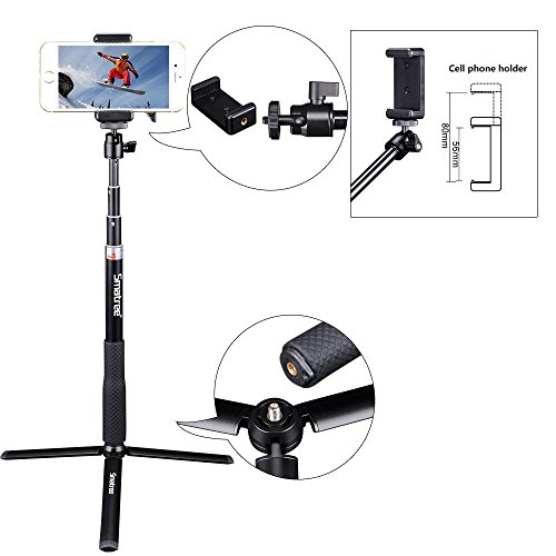 Smatree-SmaPole-Q3S-Telescoping-Selfie-Stick-with-Tripod-Stand-for-GoPro-Hero-6543321Session-Cameras-Ricoh-Theta-SV-M15-Cameras-Compact-Cameras-and-Cell-Phones