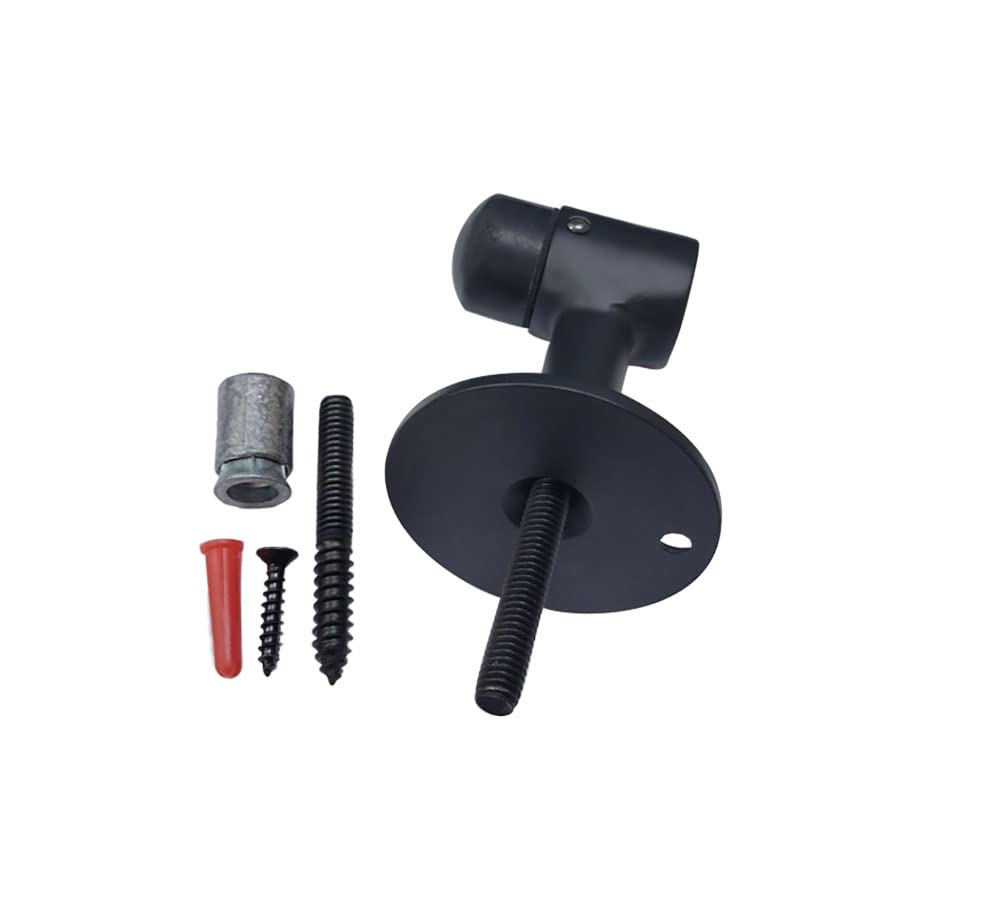 QCAA Solid Brass Door Stop, 3" Height, Matte Black, 1 Pack, Made in Taiwan