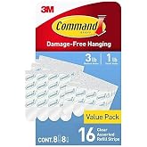 Command&trade; Mixed Clear Replacement Strips 8 Small, 8 Medium Refill Strips per Pack, 6 Packs Total