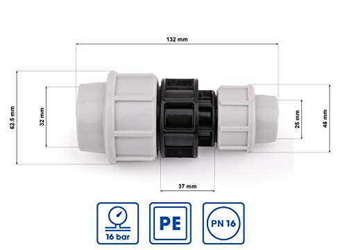 Adapter für PE -Rohre / Reduktion von Muff / MDPE PE Water Rohr Kunststoff Female Adapter (32 mm bis 20 mm) – Bild 4