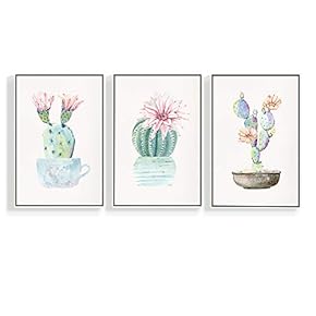 3 Piece Canvas Wall Art for Living Room, Bedroom Green Plants Framed Canvas Prints for Home Decoration Ready to Hang - 16"x24"x3 Panels