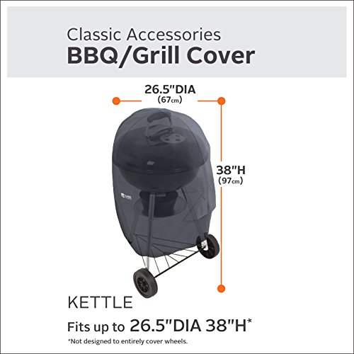 Classic Accessories 55-315-CHIMNY-EC Kettle Grill Cover with Charcoal Chimney, Medium, Black