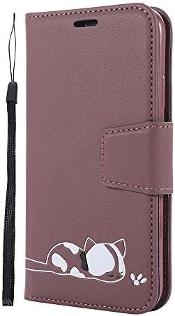 Iphone Xr ケース 往復送料無料 かわいい猫 パープルブラウン フリップpuレザーケース 手帳型 携帯カバー