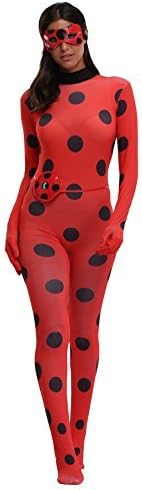 Womens Girls Fancy Halloween Ladybug Costume High Elastic Zentai Bodysuit