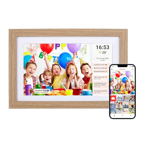 Digital Picture Frame Rollei Smart Frame WiFi 103 Digital Picture Frame 10.1 Inch Frameo Digital Photo Frame 1280 x 800 IPS Touchscreen 32 GB Memory Wood Effect Oak Electronic Frameo Picture Frame