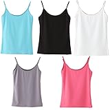 Flyou 5pcs Lady Lace Mock Camisole Clip-on Snappy Bra Insert Overlay Modesty Panel