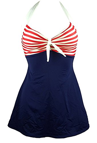 CM-Kid Women's One Piece Swimsuit Pin Up Skirtini Cover Up Swimdress Tankini - Thumbnail 4