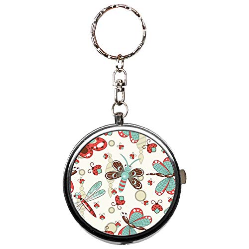 Portable Metal Pill Organizer Keychain Case Stash Box with 3