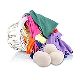 OrliverHL Reusable 1 PC Wool Tumble Dryer Balls, Handmade Premium Wool Laundry Drying Balls, Hypoallergenic Natural Fabric Softener, Anti-Static with Free Cloth Carry Bag