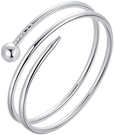 Greendou Fashion Jewelry Simple 925 Sterling Silver Plated Screws Nail Bangle Bracelet