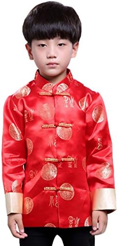 ACVIP Little Boy's Long Sleeve Brocade China Style Kung Fu Jacket Outfit Dark Blue