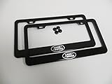 set of 2 Land Rover Logo Black Metal License Plate Frame Holder with Screw Cap Covers