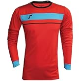 Reusch Match Longsleeve Padded Adult Soccer Goalkeeper Jersey | Moisture-Wicking Goalie Shirt with Elbow Pads | Slim Fit, Lightweight Training Top for Men & Women | Red/Aqua, Adult Large