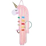 Beinou Unicorn Hair Clips Holder Hot Pink Yarn Tassels Hair Bows Storage Shy Unicorn Face Headband Organizer Unicorn Theme Party Decorations
