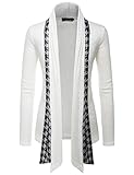 (GD92) Slim Fit Hound tooth Check Open Front Shawl Collar Stylish Wool Cardigan WHITE US M(Tag size XL)