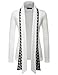 (GD92) Slim Fit Hound tooth Check Open Front Shawl Collar Stylish Wool Cardigan WHITE US M(Tag size XL)