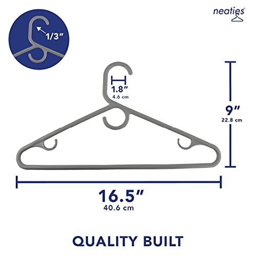 Neaties Gray Heavy Duty Plastic Hangers with Large Accessory Hook and
