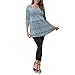 Destinas Women's 3/4 Sleeve Geometric Floral Print Tunic Blouse Tops Shirts (2XL, Blue)