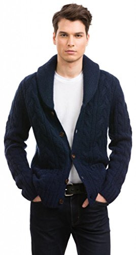 Shawl Collar Cardigans - 100% Tibetan Yak Wool - Citizen Cashmere (Navy), M