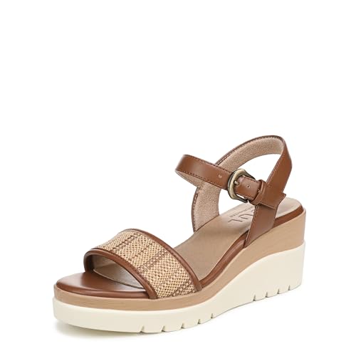 Naturalizer SOUL Women's Graciela Wedge Sandal Natural Brown Faux Raffia 7.5 M
